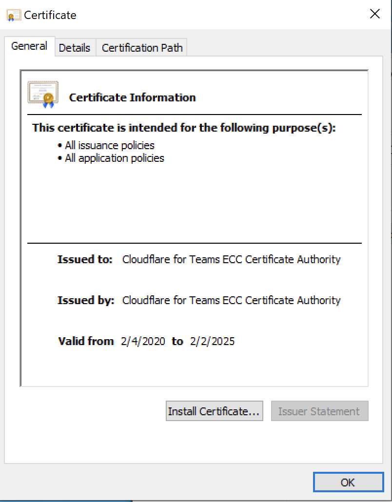 Windows: install certificate