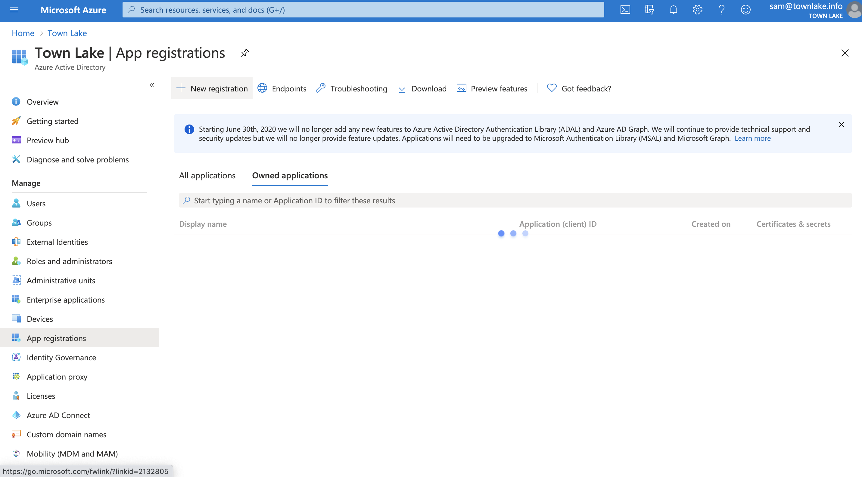 Azure AD New Registration