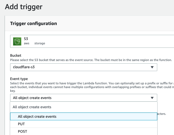Adding an AWS S3 Trigger